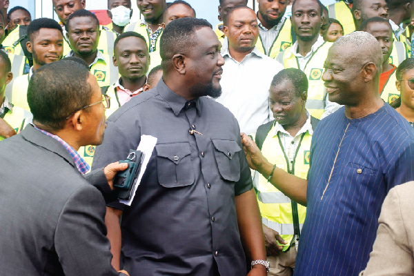 Samuel Dubik Mahama (middle), Managing Director, Electricity Company of Ghana (ECG), interacting with Abraham Anokye Abebreseh (right), Director, Customer Services, ECG, and William Boateng (left), Director of Communications, ECG, after the launch of the revenue protection visibility and meter auditing programme. Picture: Maxwell Ocloo Samuel Dubik Mahama (middle), Managing Director, Electricity Company of Ghana (ECG), interacting with Abraham Anokye Abebreseh (right), Director, Customer Services, ECG, and William Boateng (left), Director of Communications, ECG, after the launch of the revenue protection visibility and meter auditing programme. Picture: Maxwell Ocloo